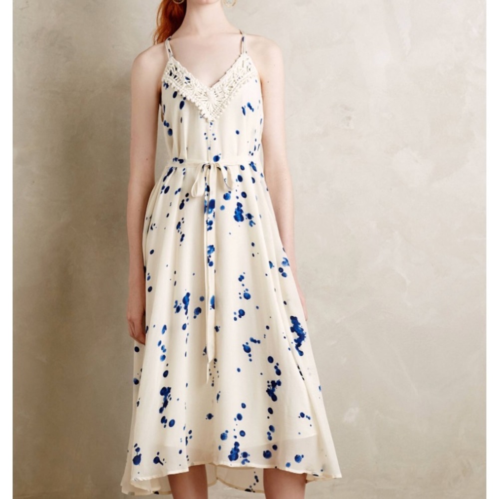 Anthropologie Inkdrop Midi Dress